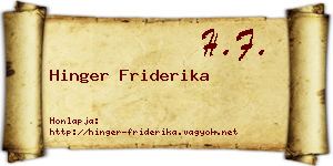 Hinger Friderika névjegykártya
